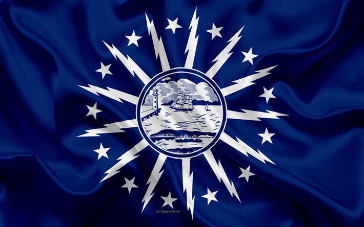 Flag of Buffalo, 4k, silk texture, American city, blue silk flag, Buffalo flag, New York, USA, art, United States of America, Buffalo