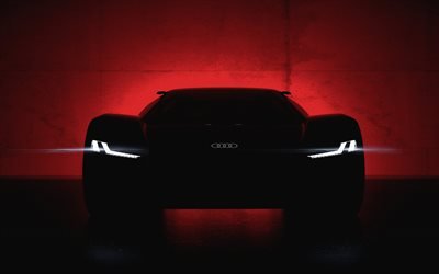 Audi PB 18 e-tron, 2018, 4k, carreras de coches el&#233;ctricos, prototipo, vista de frente, supercar, las sombras, el Audi