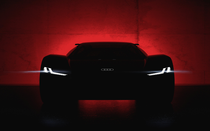 audi pb 18 e-tron, 2018, 4k -, renn-elektro-fahrzeug, prototyp, vorderseite, supercar, schatten, audi