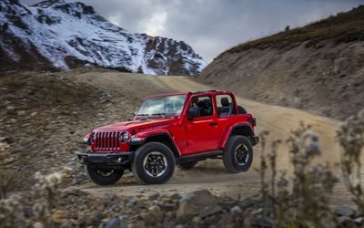 Jeep Wrangler Rubicon, 2018, 4K, American SUV, exterior, rojo nuevo Wrangler Rubicon, coches Americanos, estados UNIDOS, Jeep