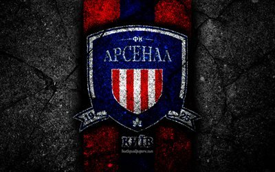 4k, Arsenal Kyiv FC, logo, UPL, soccer, black stone, Ukrainian Premier League, grunge, football club, Ukraine, Arsenal Kyiv, asphalt texture, FC Arsenal Kyiv