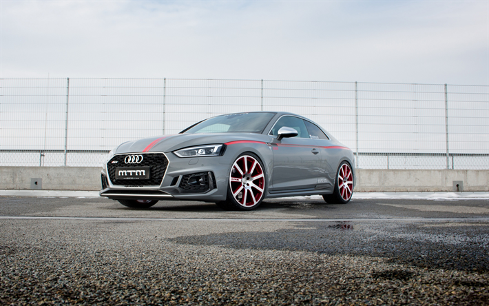 Audi RS5 Coupe, 2018, MTM, RS5-R, 4k, gray sports coupe, tuning RS5, German sports cars, new gray RS5, Audi