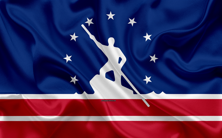 Bandiera di Richmond, 4k, seta, texture, citt&#224; Americana, blu di seta rossa bandiera, Richmond bandiera, Virginia, USA, arte, Stati Uniti d&#39;America, Richmond