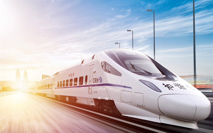 Cina Ferrovie CRH5, il treno ad alta velocit&#224;, 4k, Cina, CRH5, ETR-600 Nuovo Pendolino, treni, Asia