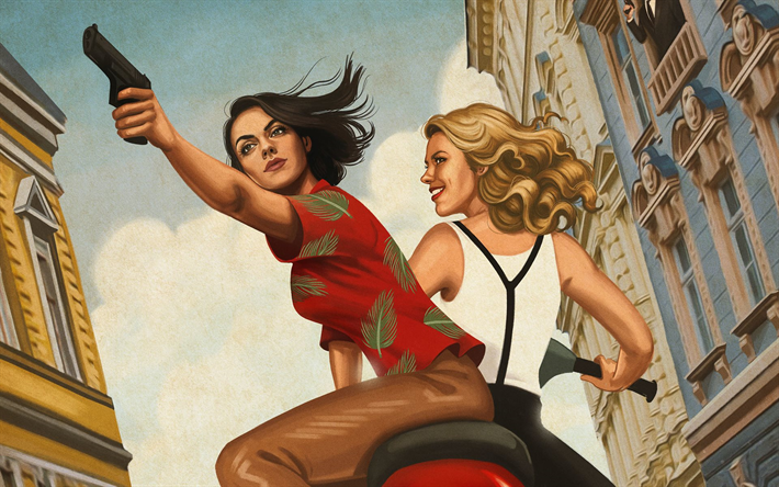 The Spy Who Dumped Me, 2018, Mila Kunis, Kate McKinnon, art, poster, comedy, American actresses