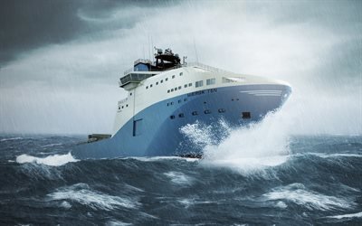 Maersk TBN, 4k, 海, 容器, 貨物船, 嵐, Maersk
