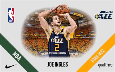 Joe Ingles, Utah Jazz, Australian Basketball Player, NBA, ritratto, USA, basket, Vivint Arena, logo Utah Jazz