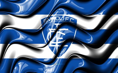 Empoli FC flag, 4k, blue and white 3D waves, Serie A, italian football club, football, Empoli logo, soccer, Empoli FC
