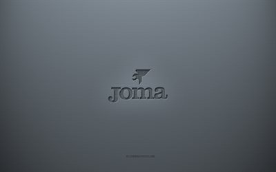 Joma -logo, harmaa luova tausta, Joma -tunnus, harmaa paperikuvio, Joma, harmaa tausta, Joma 3D -logo