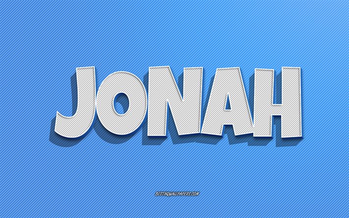 jonah, blauer linienhintergrund, tapeten mit namen, jonah-name, m&#228;nnliche namen, jonah-gru&#223;karte, strichzeichnungen, bild mit jonah-namen