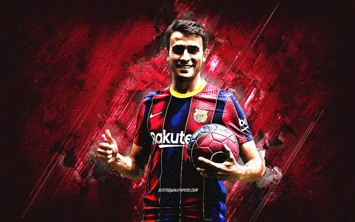 Eric Garcia, FC Barcelona, espanjalainen jalkapalloilija, viininpunainen kivi tausta, grunge art, jalkapallo, La Liga, Espanja