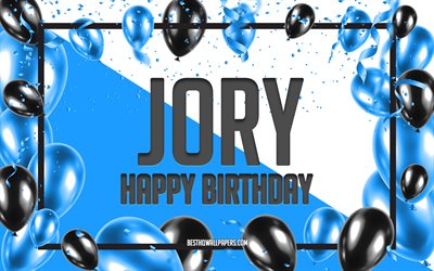 誕生日おめでとう, 誕生日バルーンの背景, ジョリー, 名前の壁紙, 青い風船の誕生日の背景, ジョリーの誕生日
