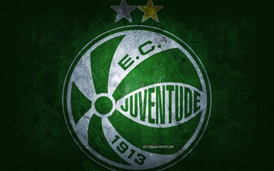 Juventude, Brazilian football team, green background, Juventude logo, grunge art, Serie B, Brazil, football, Juventude emblem