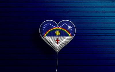 I Love Pernambuco, 4k, realistic balloons, blue wooden background, brazilian states, flag of Pernambuco, Brazil, balloon with flag, States of Brazil, Pernambuco flag, Pernambuco, Day of Pernambuco
