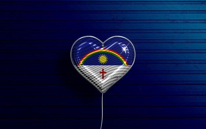Rakastan Pernambucoa, 4k, realistiset ilmapallot, sininen puinen tausta, Brasilian valtiot, Pernambucon lippu, Brasilia, ilmapallo lippulla, Brasilian osavaltiot, Pernambuco, Pernambucon p&#228;iv&#228;