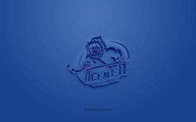 جاكسونفيل آيسمين, شعار 3D الإبداعية, الخلفية الزرقاء, ECHL, 3d شعار, نادي الهوكي الأمريكي, جاكسونفيل، فلوريدا, الولايات المتحدة الأمريكية, فن ثلاثي الأبعاد, الهوكي, شعار Jacksonville IceMen ثلاثي الأبعاد