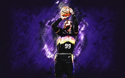 Jae Crowder, Phoenix Suns, NBA, American basketball player, purple stone background, basketball, grunge art