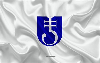Bandiera di Jesenice, 4k, texture di seta, Jesenice, citt&#224; slovena, bandiera di Jesenice, Slovenia