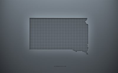 South Dakota, 灰色の創造的な背景, 米国, 灰色の紙の質感, アメリカの州, サウスダコタ州の地図のシルエット, サウスダコタ州の地図, 灰色の背景, サウスダコタ3Dマップ
