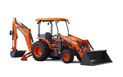 Kubota M62, backhoe-loader tractor, construction equipment, tractors, Backhoe Loader, modern tractors
