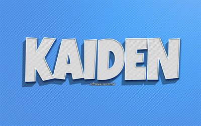 Kaiden, bl&#229; linjer bakgrund, tapeter med namn, Kaiden namn, manliga namn, Kaiden gratulationskort, linjekonst, bild med Kaiden namn