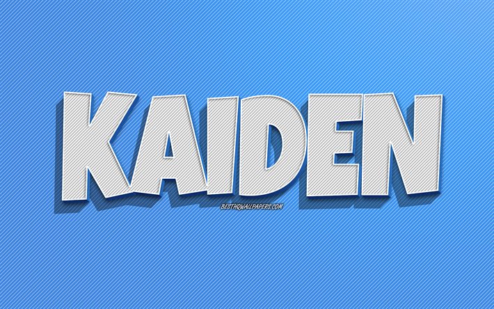 Kaiden, fond de lignes bleues, fonds d&#39;&#233;cran avec des noms, nom Kaiden, noms masculins, carte de voeux Kaiden, dessin au trait, photo avec nom Kaiden