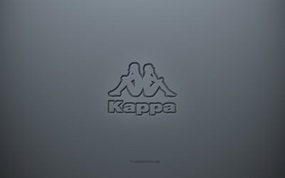 Logo Kappa, sfondo grigio creativo, emblema Kappa, trama di carta grigia, Kappa, sfondo grigio, logo Kappa 3d