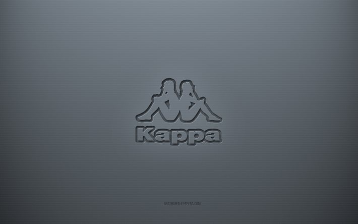 Logo Kappa, sfondo grigio creativo, emblema Kappa, trama di carta grigia, Kappa, sfondo grigio, logo Kappa 3d