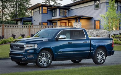 Ram 1500 Limited, 4k, SUV, voitures 2022, pick-up bleu, 10th Anniversary Edition, 2022 Ram 1500 Limited, voitures am&#233;ricaines, Ram