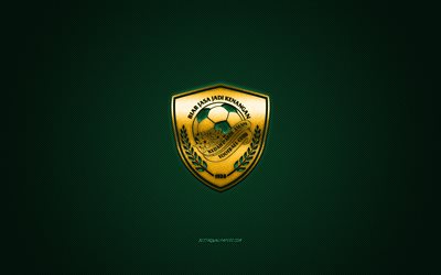Kedah Darul Aman FC, Malaysian football club, yellow logo, green carbon fiber background, Malaysia Super League, football, Kedah, Malaysia, Kedah Darul Aman FC logo
