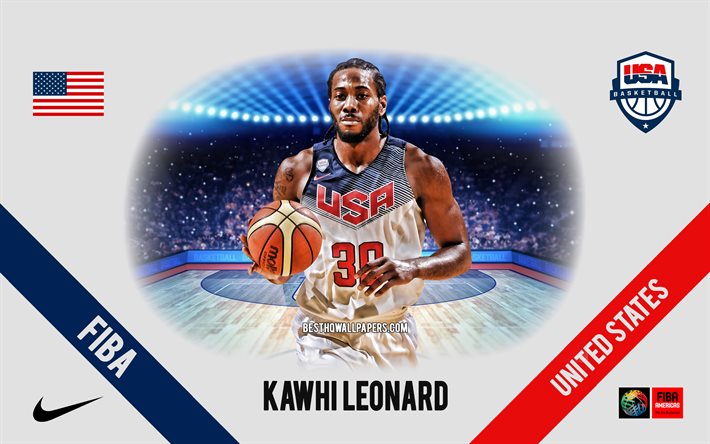 Kawhi Leonard, USA: s basketlandslag, amerikansk basketspelare, NBA, portr&#228;tt, USA, basket