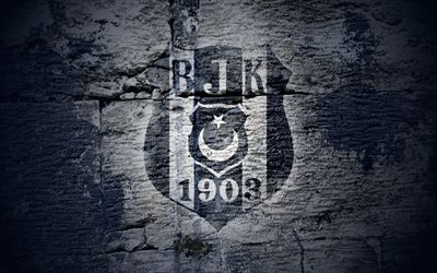 Besiktas FC, soccer, logo, Turkish Super Lig, grunge, Besiktas JK, creative, Besiktas