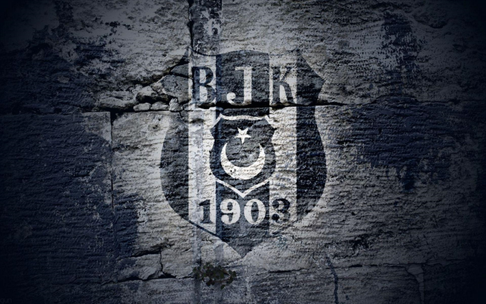 Besiktas FC, futebol, logo, Turco Super Lig, grunge, O Besiktas JK, criativo, Besiktas