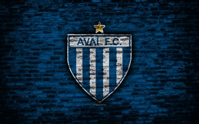 FC Avai, 4k, emblem, Brazilian Seria A, grunge, soocer, Brazil, Avai, football club, brick texture, Avai FC