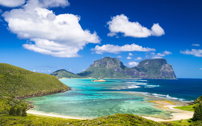 Lord Howe Adası, volkanik ada, okyanus, sahil, dalgalar, Avustralya