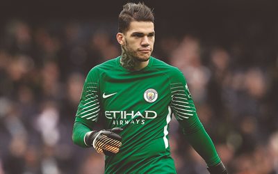 Ederson Moraes, 4k, match, goalkeeper, Manchester City, soccer, Moraes, Premier League, Man City, footballers, english footballer, Manchester City FC