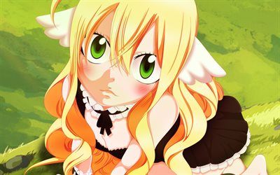 Mavis Vermilion, green eyes, Fairy Tail, manga, Mavis Vermilion Kanji