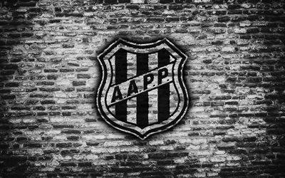 FC Ponte Preta, 4k, emblem, Brazilian Seria A, grunge, soocer, Brazil, Ponte Preta, football club, brick texture, Ponte Preta FC