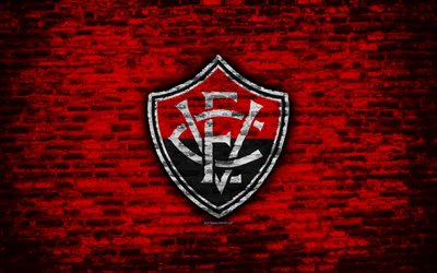 FC Vitoria, 4k, emblem, Brazilian Seria A, grunge, soocer, Brazil, Vitoria, football club, brick texture, Vitoria FC