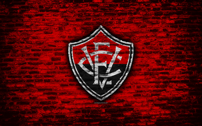 FC Vitoria, 4k, emblem, Brazilian Seria A, grunge, soocer, Brazil, Vitoria, football club, brick texture, Vitoria FC