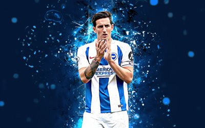 Lewis Dunk, 4k, abstract art, english footballer, Brighton and Hove Albion, soccer, Dunk, Premier League, footballers, neon lights, Brighton FC