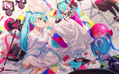 Hatsune Miku, Chibi, artwork, manga, Vocaloid