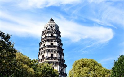 Yunyan Temppeli, 4k, Tiger Hill Temple, kiinan maamerkkej&#228;, Suzhou, Kiina, Aasiassa