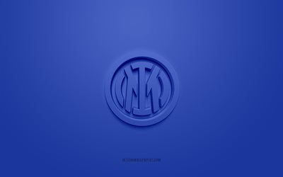 Inter Milan new logo, Italian football club, blue background, Internazionale, Milan, Inter Milan logo, Serie A, Inter 3d logo, football