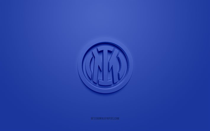 Inter de Mil&#225;n nuevo logotipo, club de f&#250;tbol italiano, fondo azul, Internazionale, Mil&#225;n, logotipo del Inter de Mil&#225;n, Serie A, logotipo del Inter 3d, f&#250;tbol