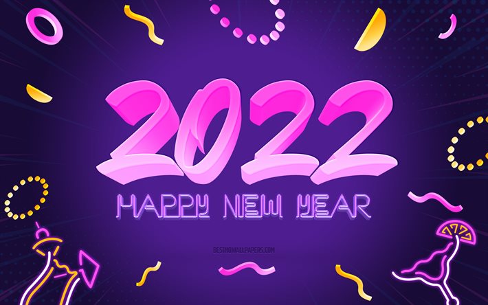 明けましておめでとうございます, 紫の2022背景, 20223Dアート, 2022年のパーティーの背景, 2022年正月, 2022年のコンセプト, 2022年