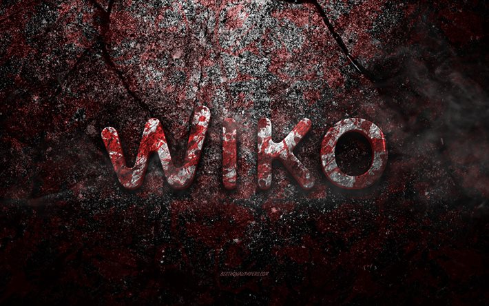 Wiko logo, grunge art, Wiko taş logo, kırmızı taş doku, Wiko, grunge taş doku, Wiko amblemi, Wiko 3d logo