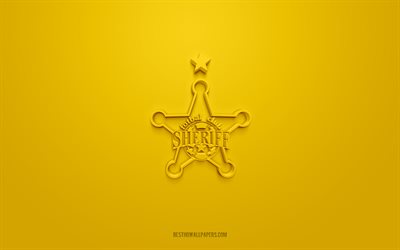 Sheriff Tiraspol, Moldavian football club, yellow background, Sheriff Tiraspol logo, football, Moldova, Sheriff Tiraspol 3D logo
