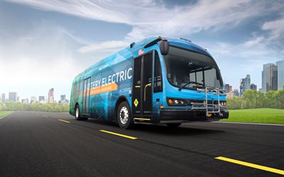 4k, proterra catalyst be35, autobahn, 2021 busse, hdr, blauer bus, elektrobusse, personenverkehr, personenbus, proterra