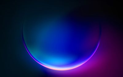 抽象的な球, 4k, ネオンサークル, creative クリエイティブ, 紫の抽象的な背景, 抽象的な空間